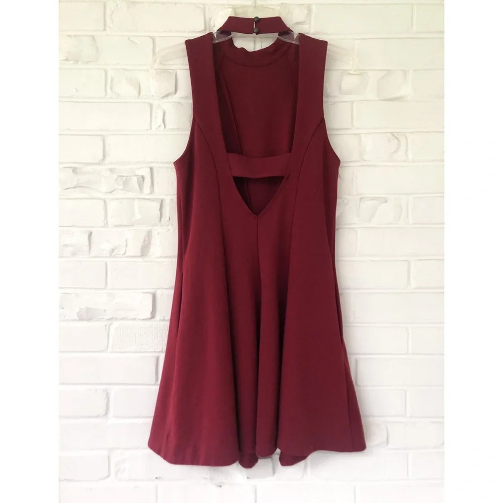 🍁Free People Fit-and-Flare Sleeveless Red Dress S - Picture 3 of 7